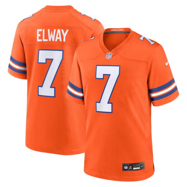 John Elway Denver Broncos Mile High Collection 1977 Throwback Jersey - Orange football jersey product view 1