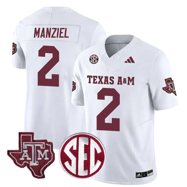 Johnny Manziel Texas A&M Aggies Football Away Jersey – White football jersey product view 1