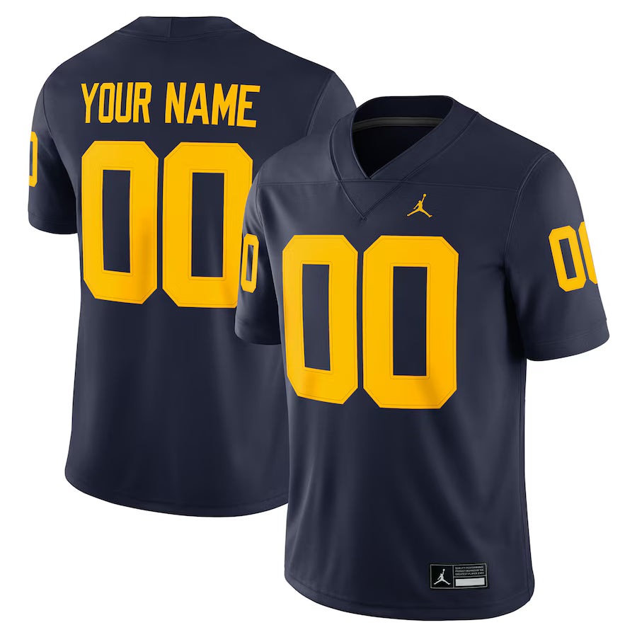 Custom Michigan Wolverines Jersey - Navy sports jersey product view 1