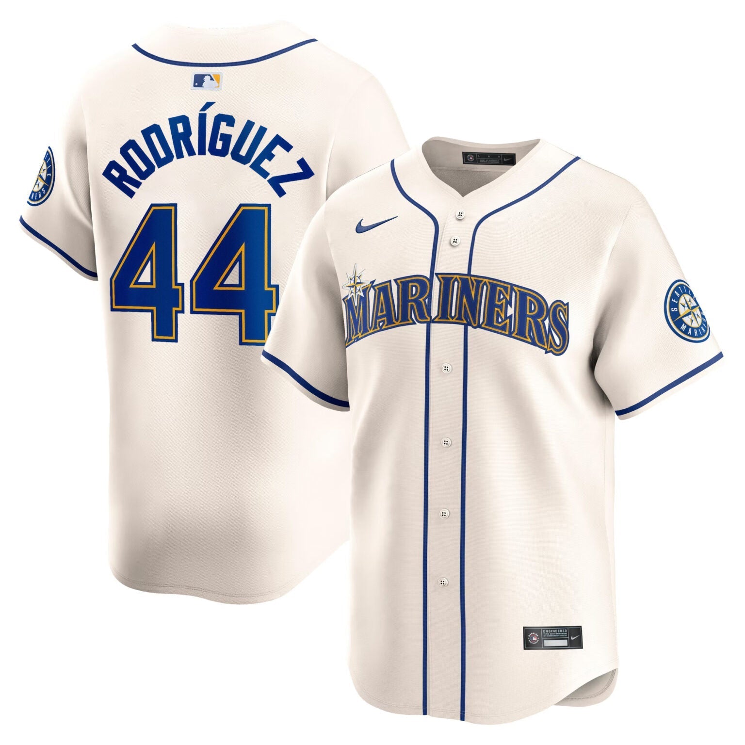 Julio Rodriguez Seattle Mariners Alternate Jersey – Cream baseball jersey product view 1