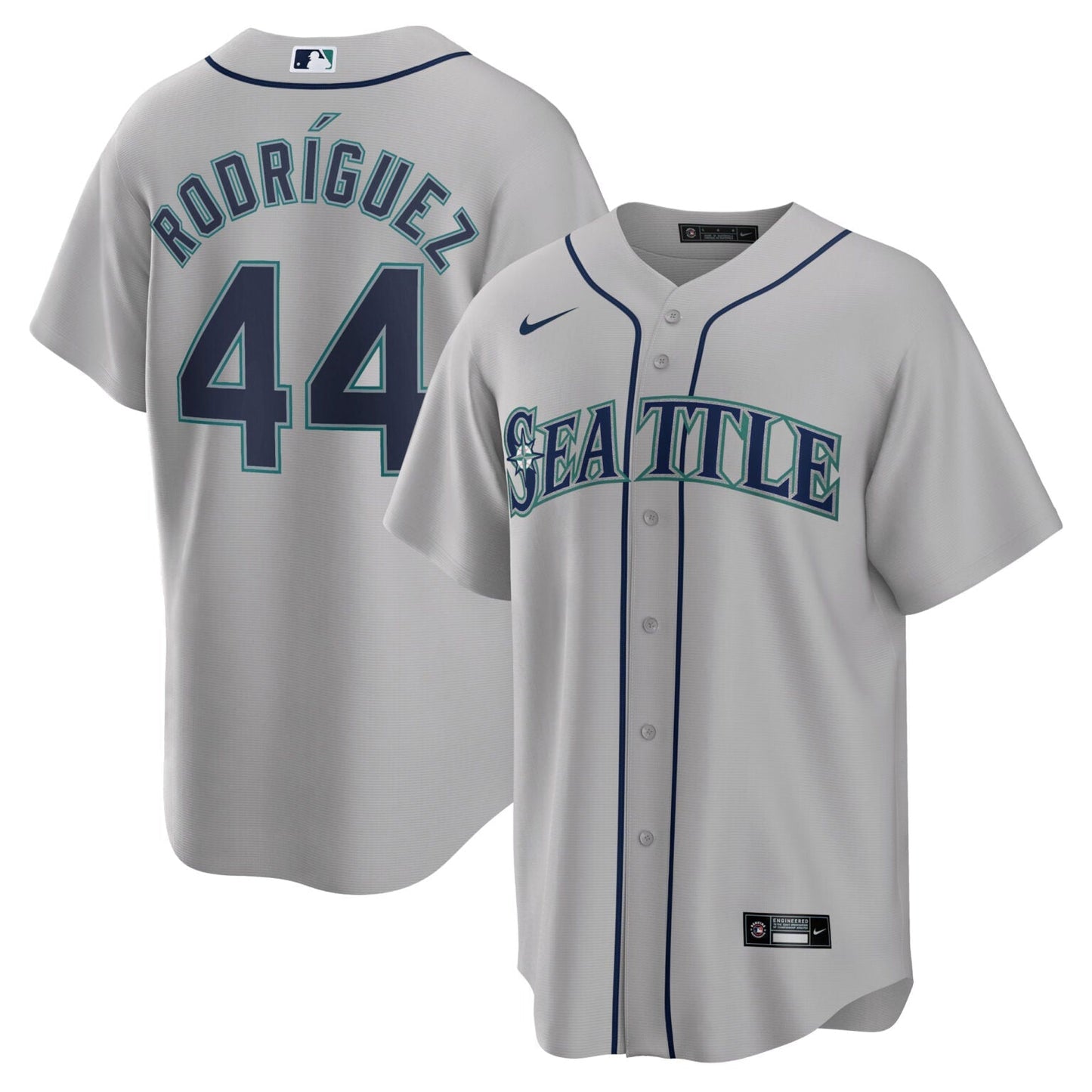 Julio Rodriguez Seattle Mariners Road Jersey – Grey baseball jersey product view 1