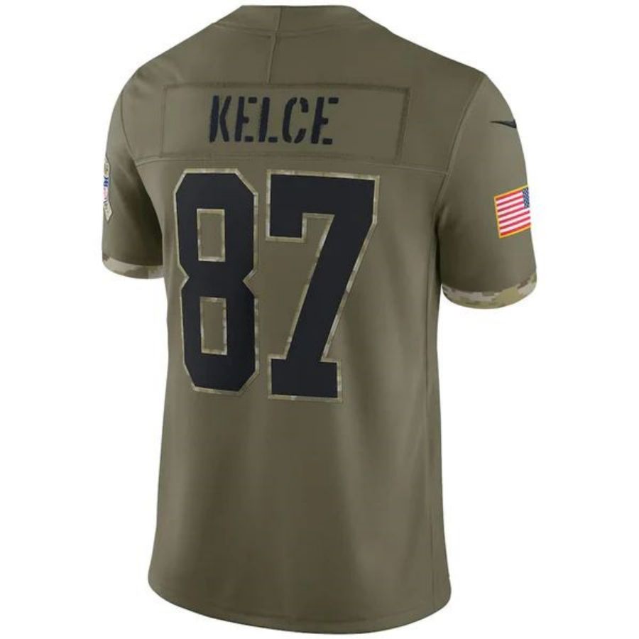 KC.Chiefs #87 Travis Kelce Olive 2022 Salute To Service Limited Jersey Stitched American Football Jerseys football jersey product view 1