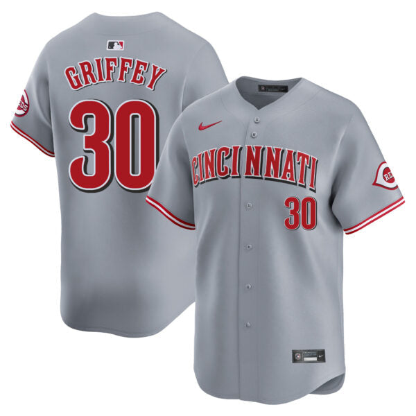 Ken Griffey Jr Cincinnati Reds Road Limited Jersey - Gray baseball jersey product view 1