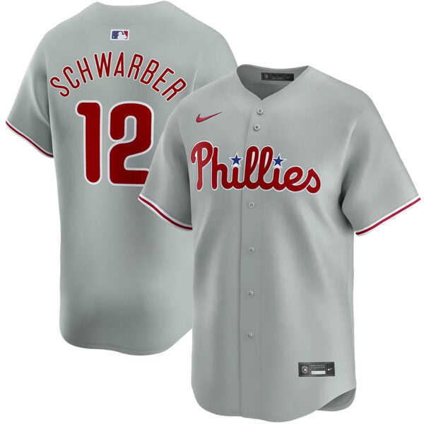 Kyle Schwarber Philadelphia Phillies Road Limited Jersey - Gray baseball jersey product view 1