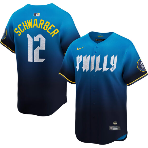 Kyle Schwarber Philadelphia Phillies City Connect Limited Jersey - Blue baseball jersey product view 1