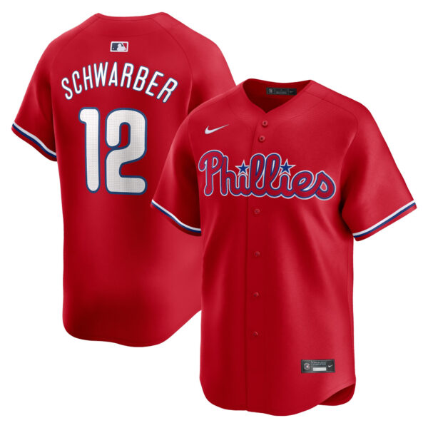 Kyle Schwarber Philadelphia Phillies Alternate Limited Jersey - Red baseball jersey product view 1