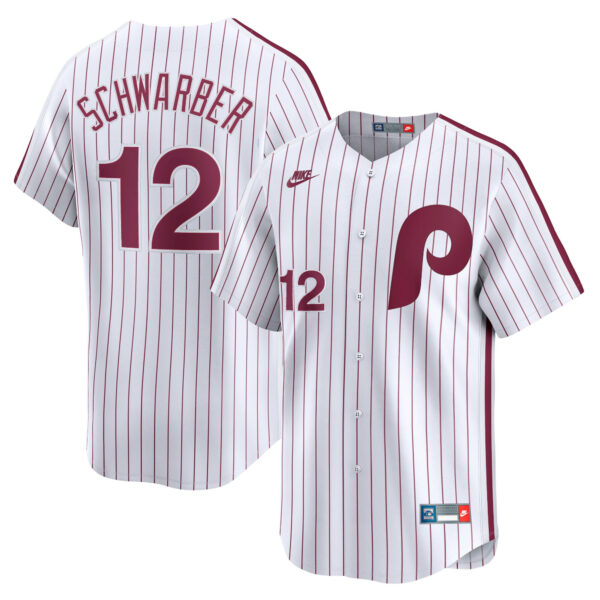 Kyle Schwarber Philadelphia Phillies Cooperstown Limited Jersey - White baseball jersey product view 1