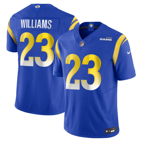 Kyren Williams Los Angeles Rams Home Jersey – Royal football jersey product view 1