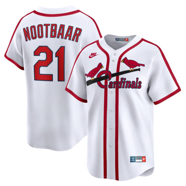Lars Nootbaar St. Louis Cardinals Cooperstown Collection Jersey - White baseball jersey product view 1