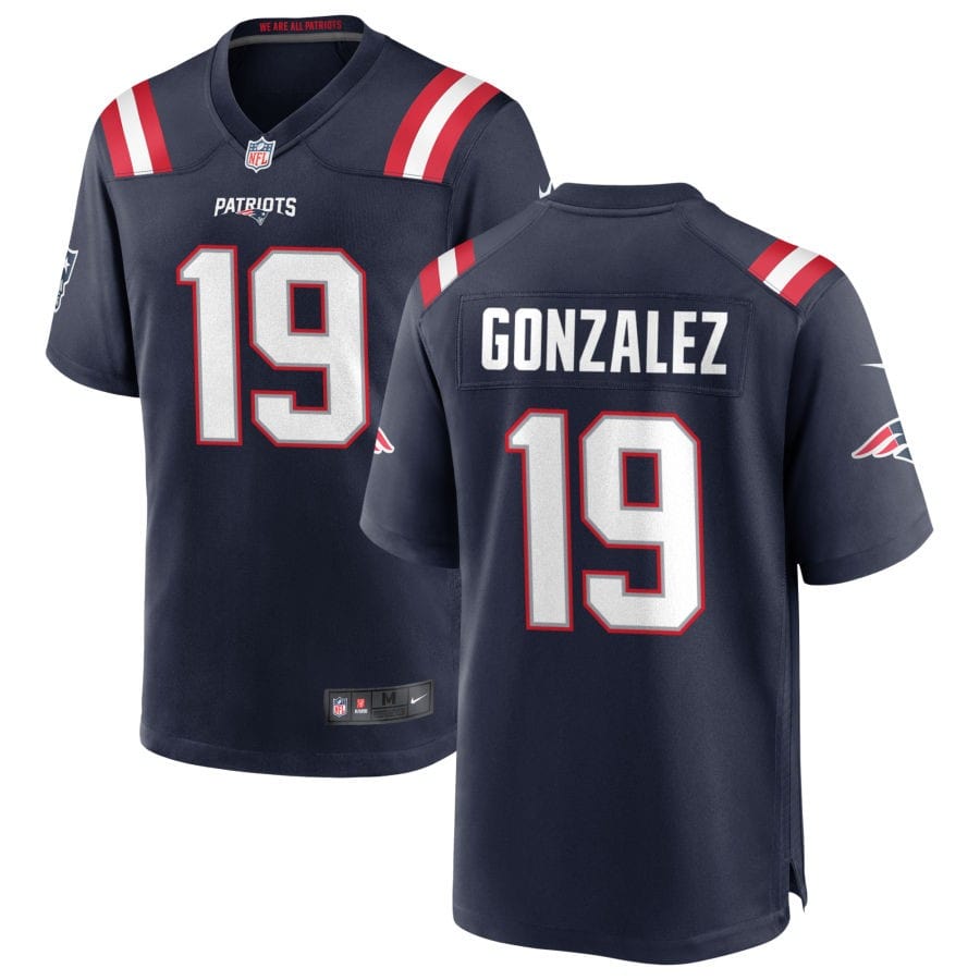 Christian Gonzalez New England Patriots Jersey football jersey product view 1