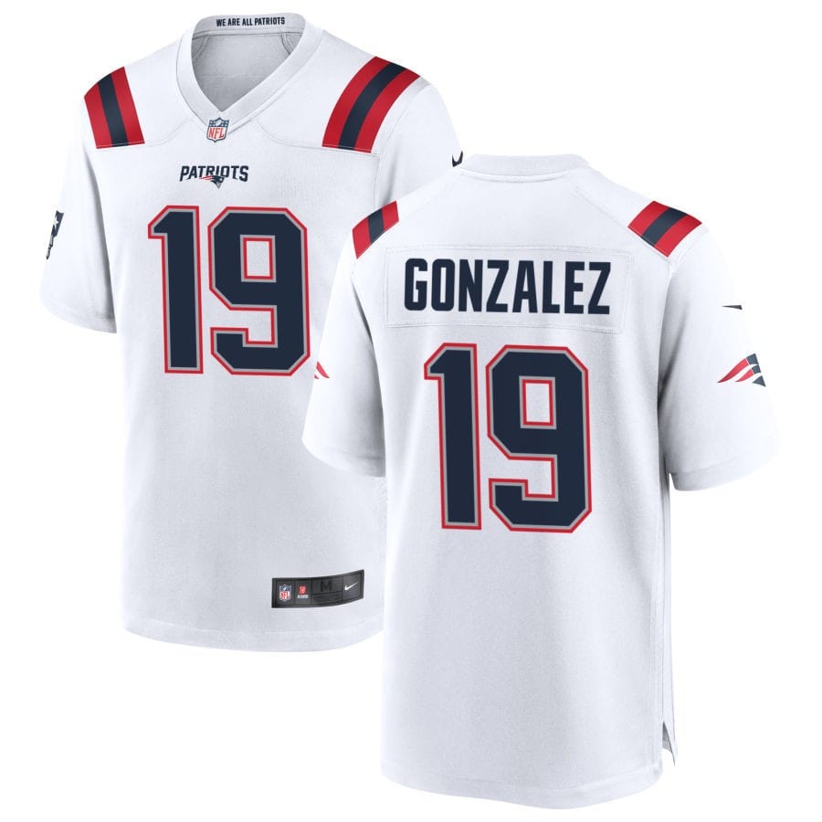 Christian Gonzalez New England Patriots Jersey football jersey product view 1