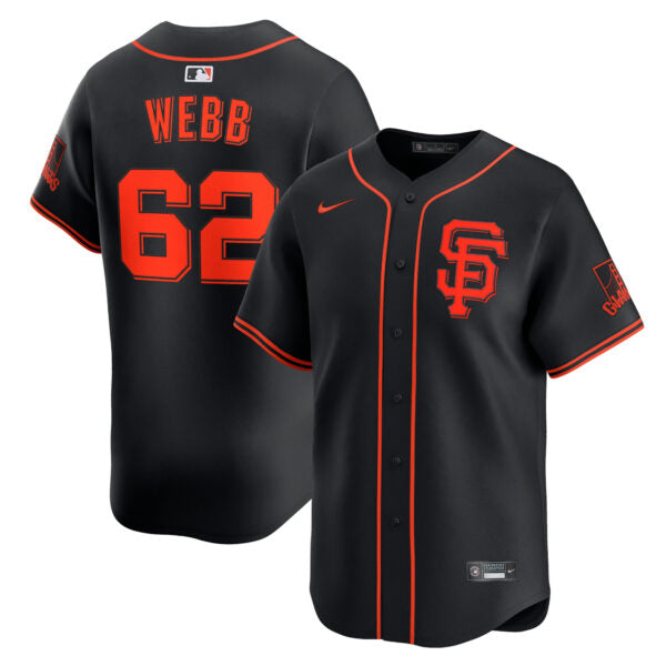 Logan Webb San Francisco Giants Alternate Limited Jersey - Black baseball jersey product view 1
