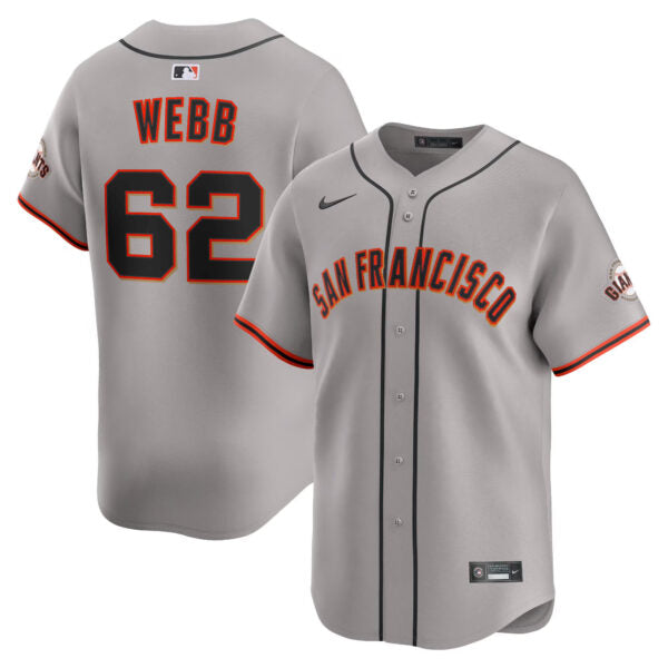 Logan Webb San Francisco Giants Road Limited Jersey - Gray baseball jersey product view 1