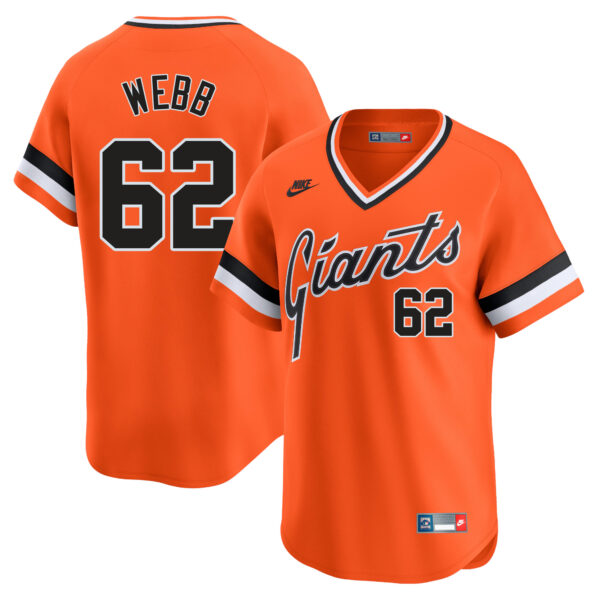 Logan Webb San Francisco Giants Cooperstown Collection Jersey - Orange baseball jersey product view 1