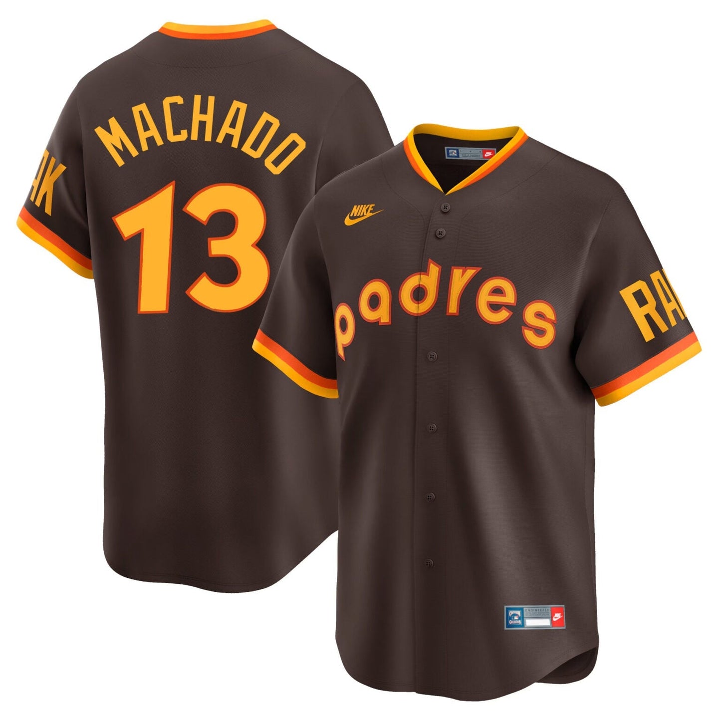 Manny Machado San Diego Padres Cooperstown Limited Jersey – Brown baseball jersey product view 1