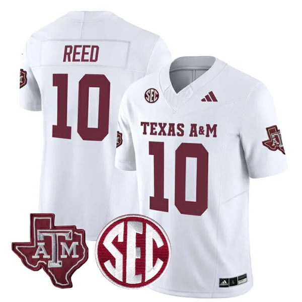 Marcel Reed Texas A&M Aggies Football Away Jersey – White football jersey product view 1
