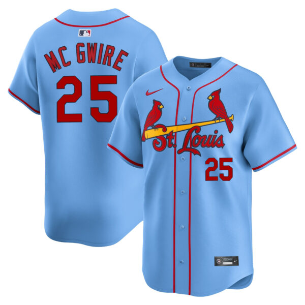 Mark McGwire St. Louis Cardinals Alternate Limited Jersey - Light Blue baseball jersey product view 1