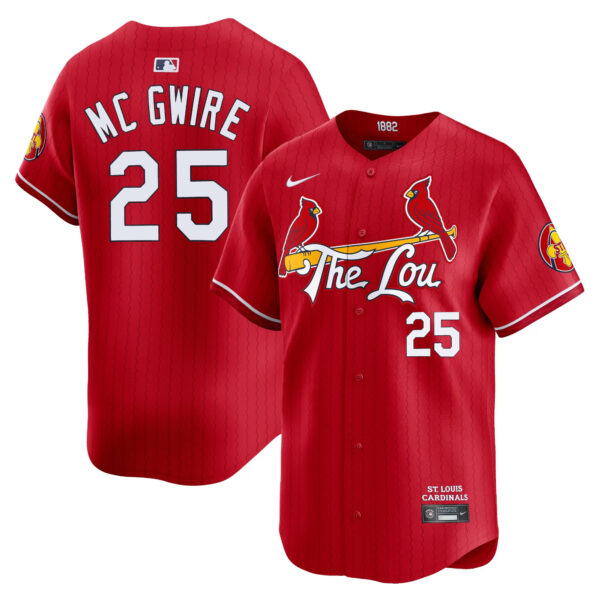 Mark McGwire St. Louis Cardinals City Connect Limited Jersey - Red baseball jersey product view 1
