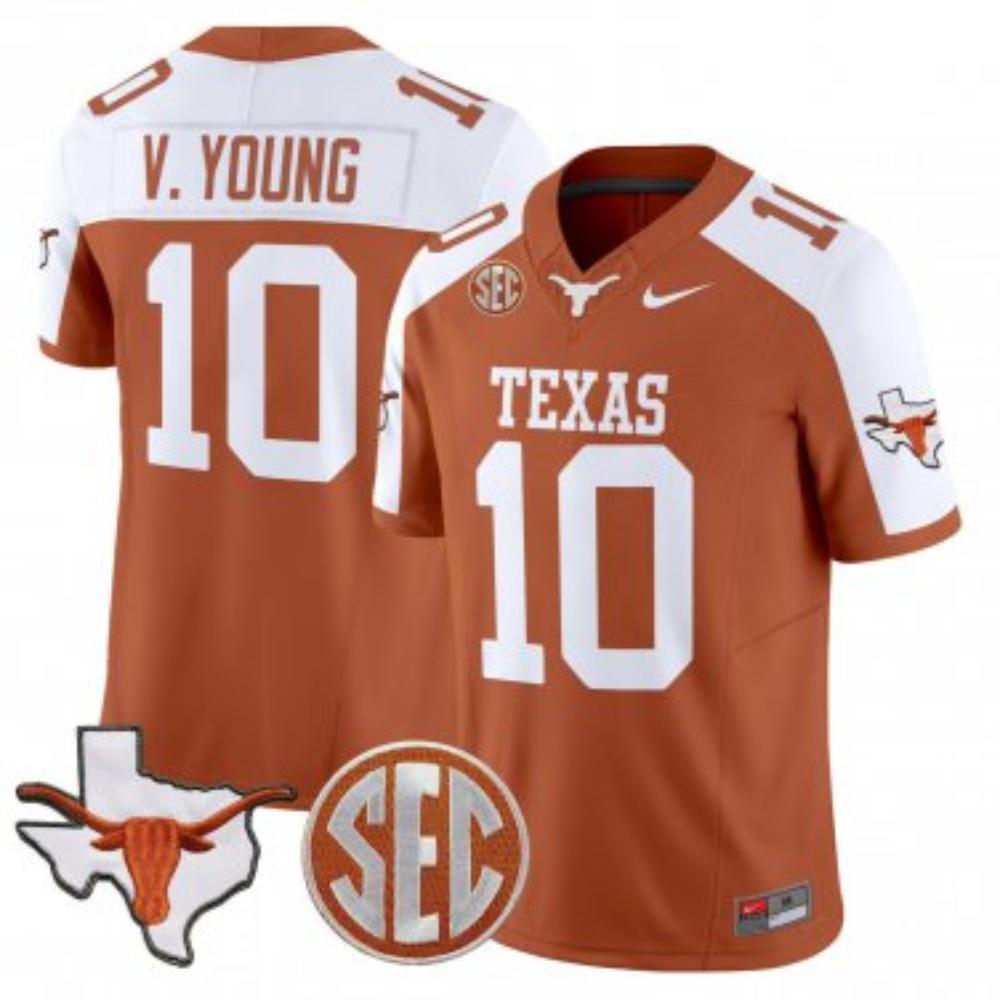 Vince Young Texas Longhorns Jersey - Orange/White sports jersey product view 1