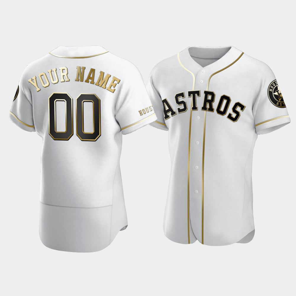 Custom Houston Astros Men's Baseball Golden Edition Jerseys Stitched Letter And Numbers Birthday Gift baseball jersey product view 1