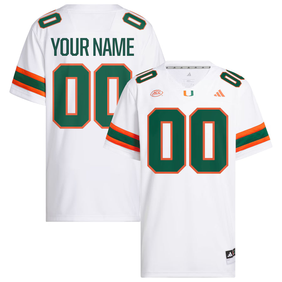 Custom Miami Hurricanes Jersey - White hockey jersey product view 1