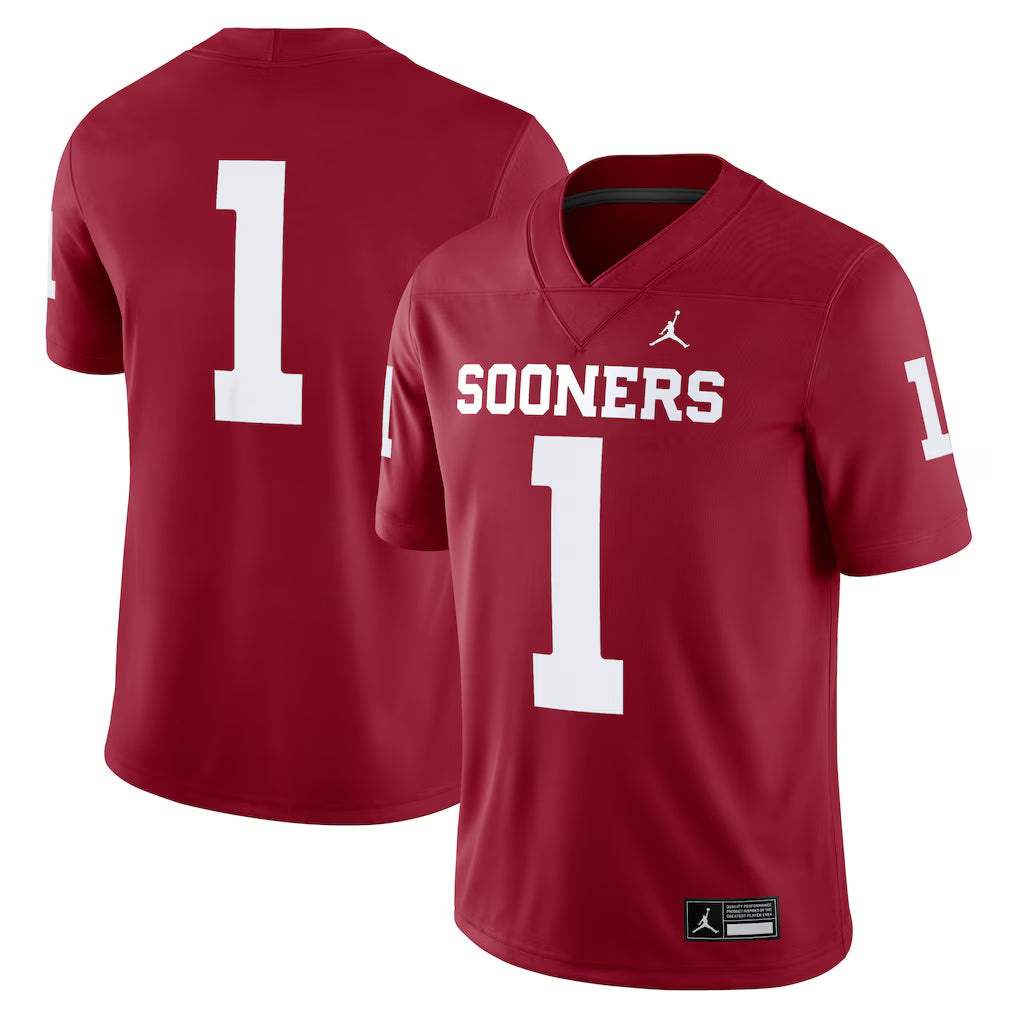 #1 Oklahoma Sooners Game Jersey - Crimson sports jersey product view 1