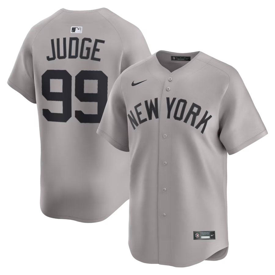 Aaron Judge New York Yankees Road Jersey - Gray baseball jersey product view 1