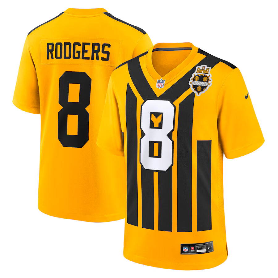 Aaron Rodgers Pittsburgh Steelers Alternate 1933 Throwback Game Jersey - Gold football jersey product view 1