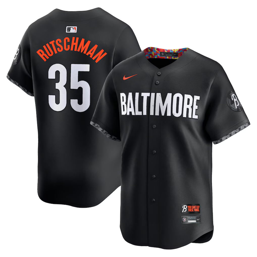 Adley Rutschman Baltimore Orioles City Connect Jersey - Black baseball jersey product view 1