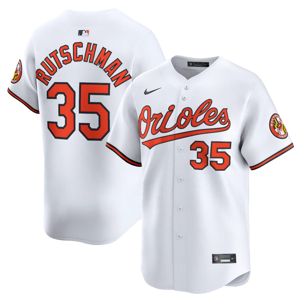 Adley Rutschman Baltimore Orioles Home Jersey - White baseball jersey product view 1