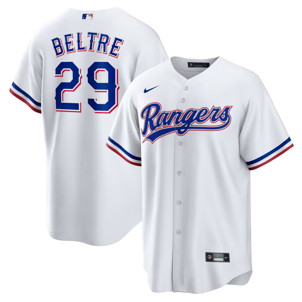 Adrian Beltre Texas Rangers Home Retired Player Jersey - White baseball jersey product view 1