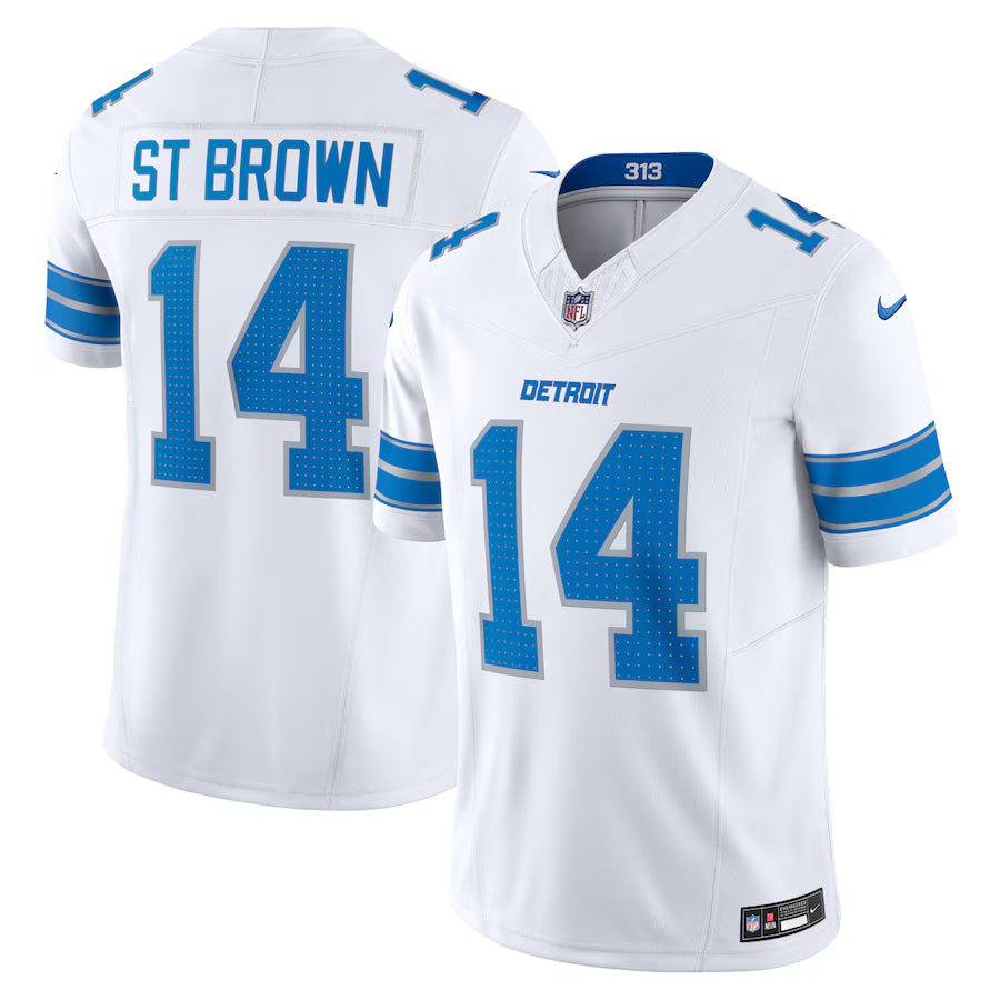 Amon-Ra St. Brown Detroit Lions Jersey - White football jersey product view 1