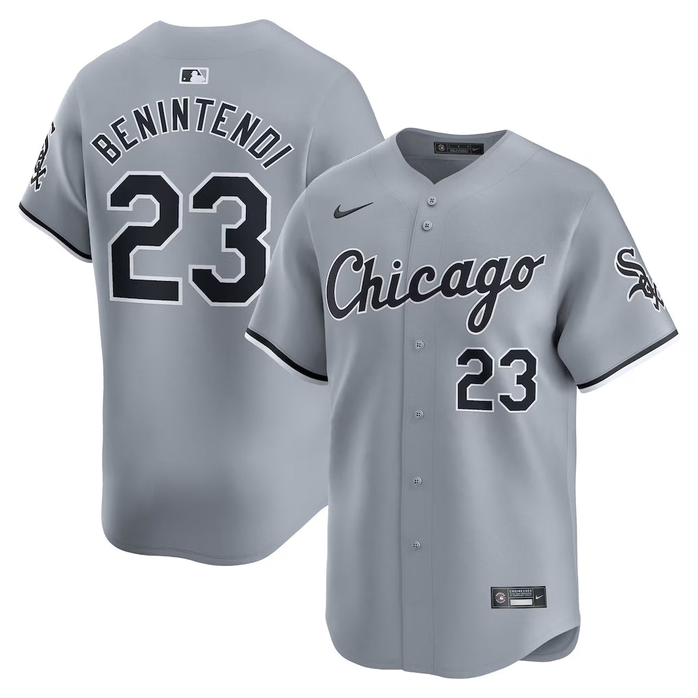 Andrew Benintendi Chicago White Sox Road Jersey – Grey baseball jersey product view 1