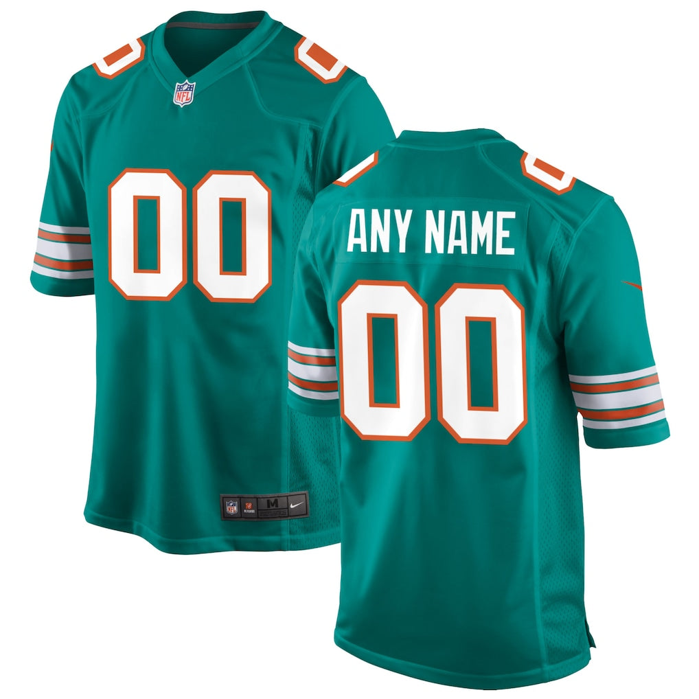 Custom Miami Dolphins Alternate Jersey - Aqua football jersey product view 1