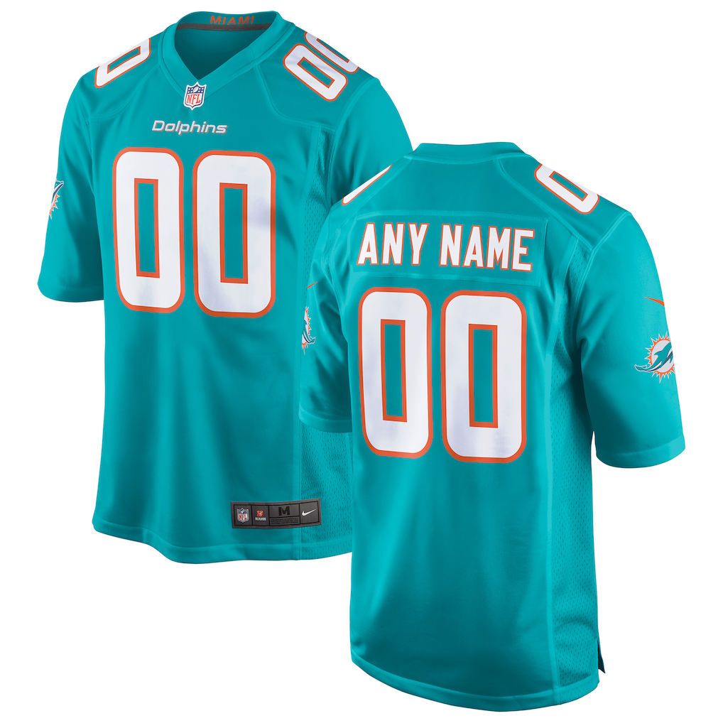 Custom Miami Dolphins Jersey - Aqua football jersey product view 1
