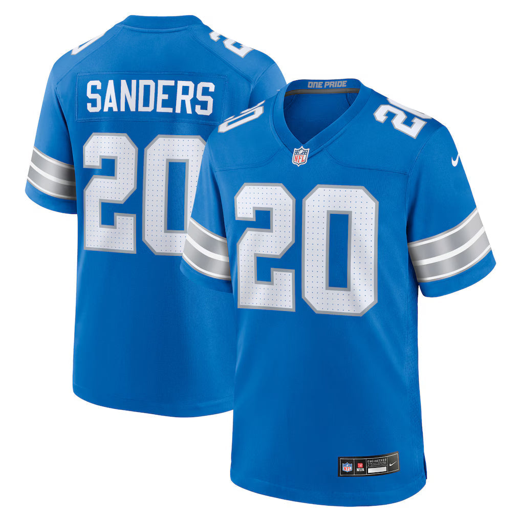 Barry Sanders Detroit Lions Retired Player Jersey - Blue football jersey product view 1