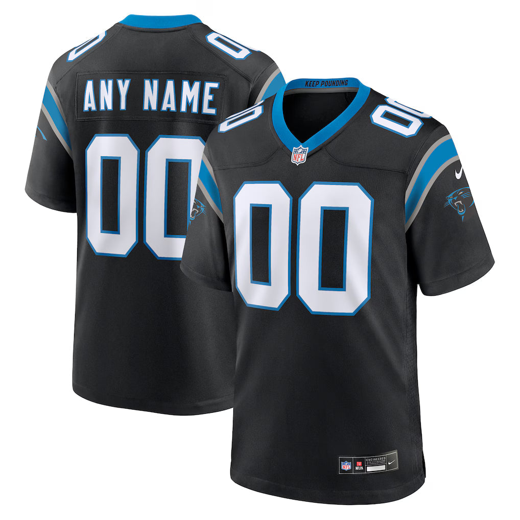 Custom Carolina Panthers Jersey - Black football jersey product view 1