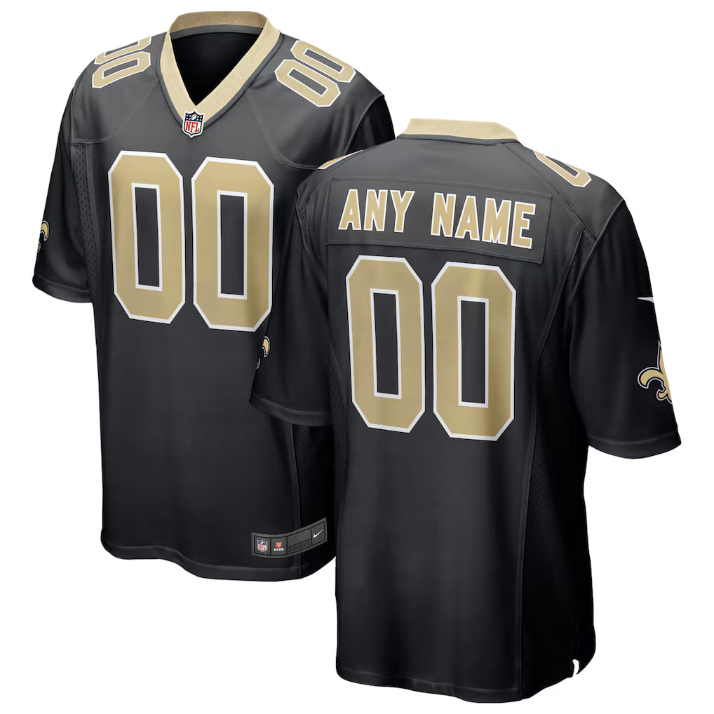 Custom New Orleans Saints Jersey - Black football jersey product view 1