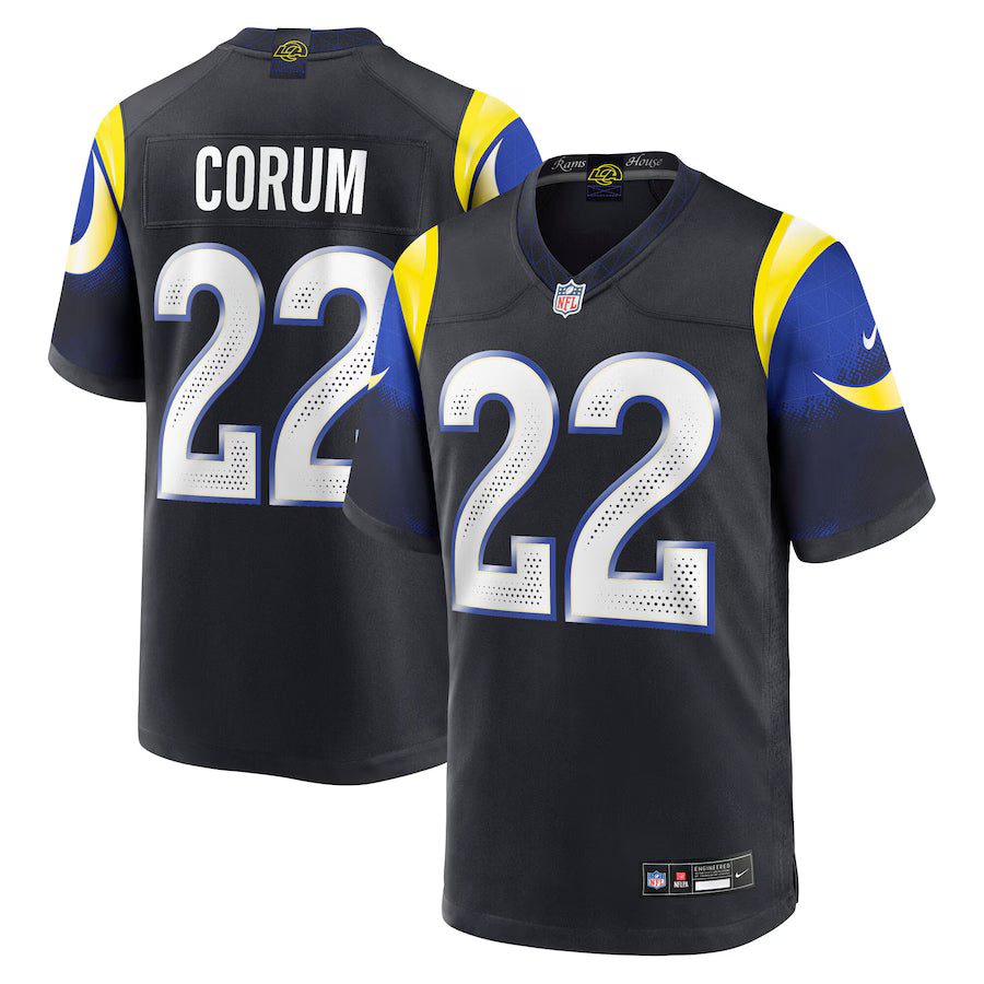 Blake Corum Los Angeles Rams 2025 Rivalries Collection Jersey - Midnight Blue football jersey product view 1