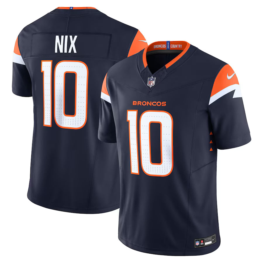 Bo Nix Denver Broncos Alternate Jersey - Navy football jersey product view 1