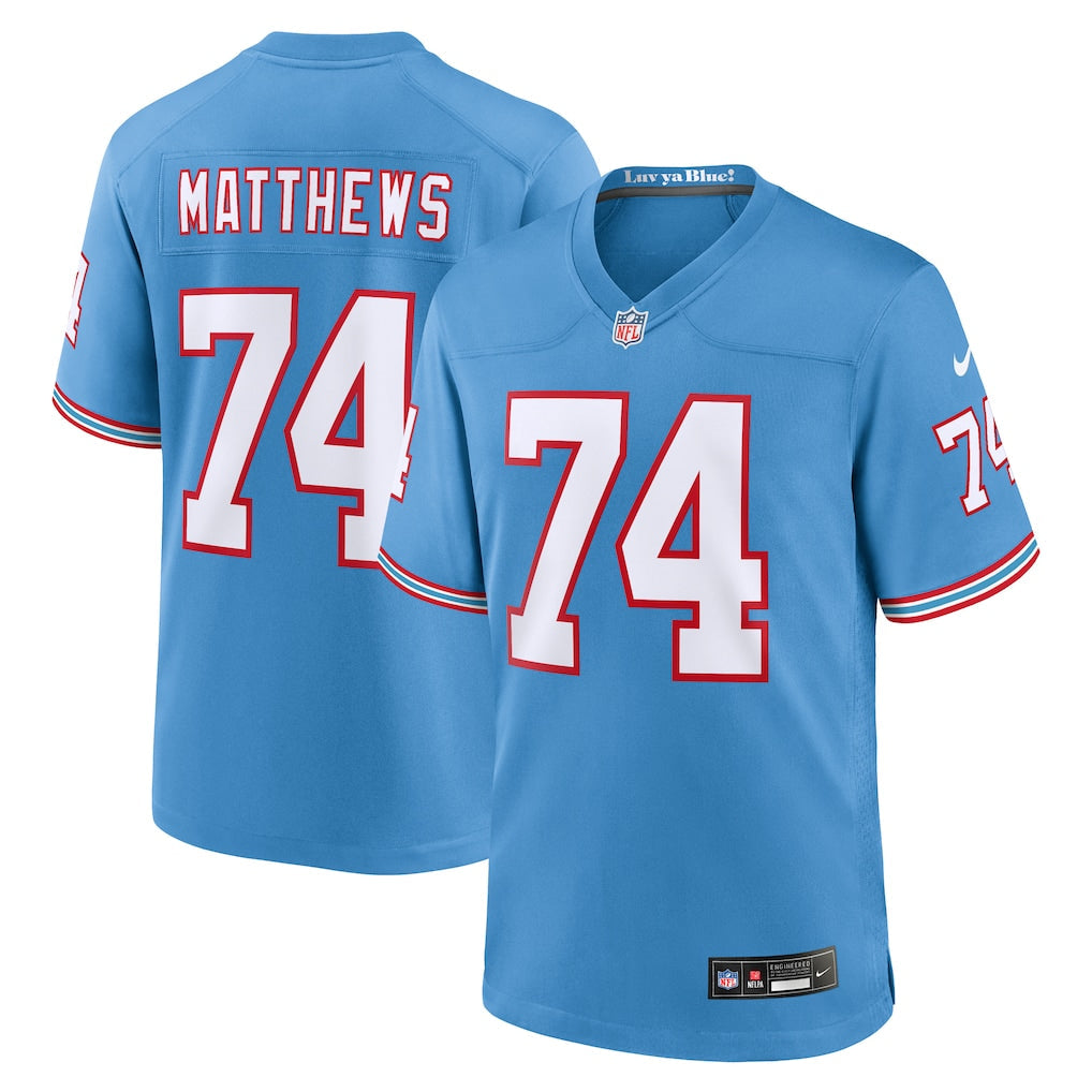 Bruce Matthews Tennessee Titans Retired Player Alternate Jersey - Light Blue football jersey product view 1