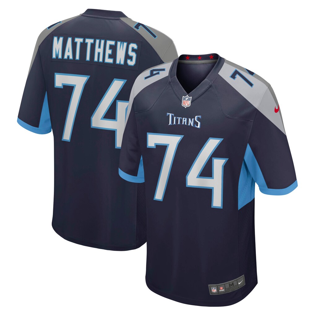 Bruce Matthews Tennessee Titans Retired Player Jersey - Navy football jersey product view 1