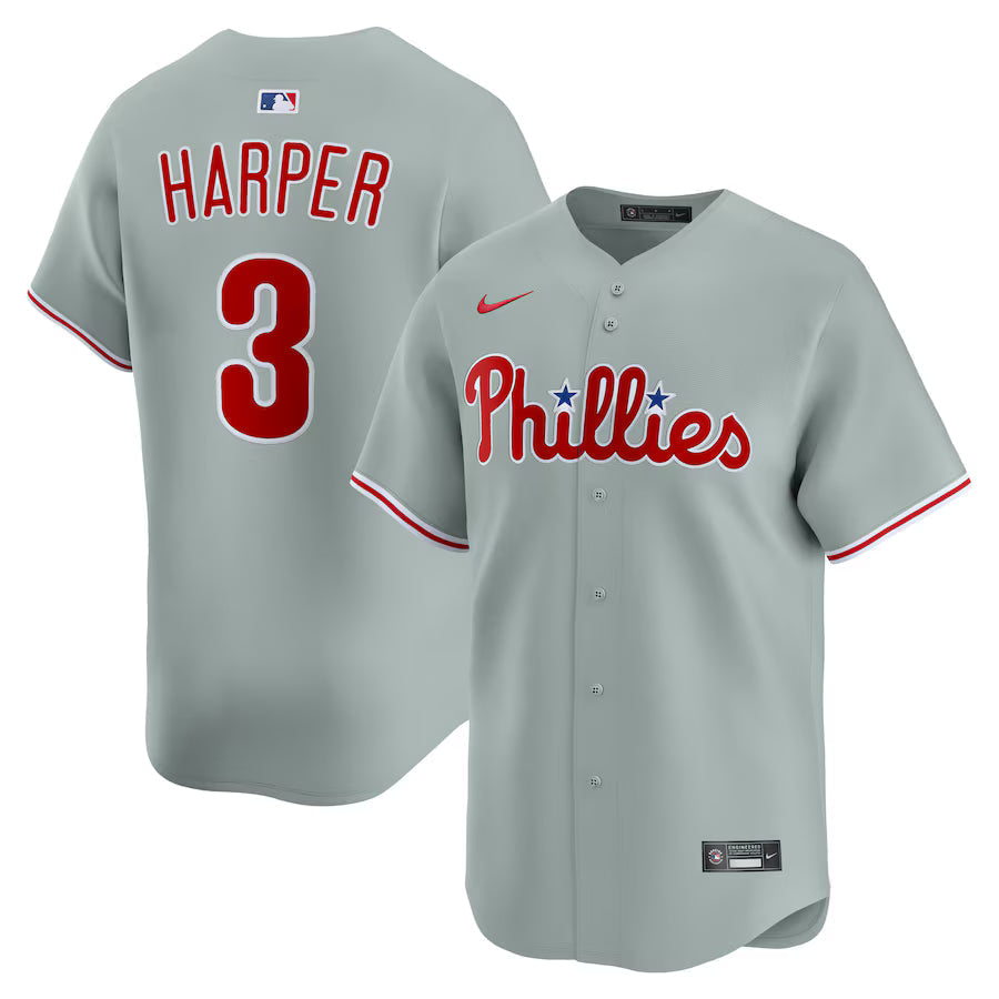 Bryce Harper Philadelphia Phillies Road Jersey - Gray baseball jersey product view 1