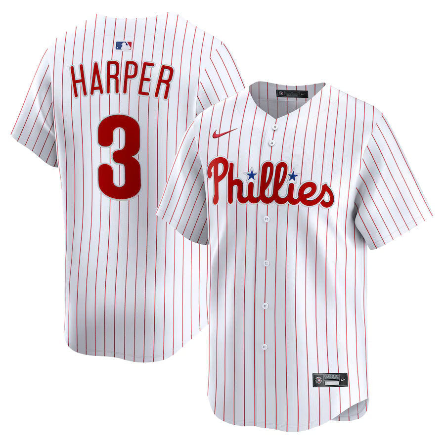 Bryce Harper Philadelphia Phillies Home Jersey - White baseball jersey product view 1