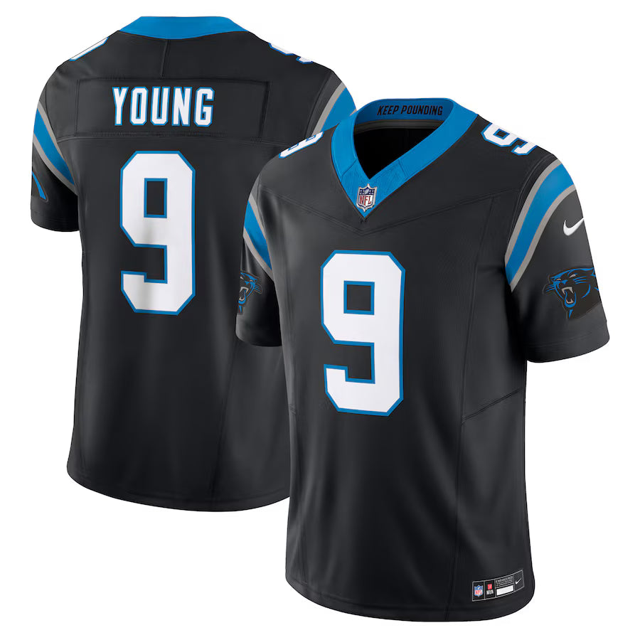 Bryce Young Carolina Panthers Jersey - Black football jersey product view 1