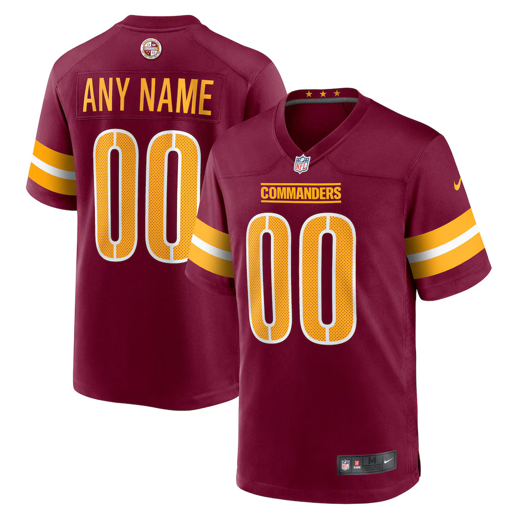 Custom Washington Commanders Jersey - Burgundy football jersey product view 1
