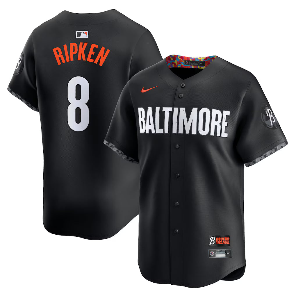 Cal Ripken Jr. Baltimore Orioles City Connect Jersey - Black baseball jersey product view 1