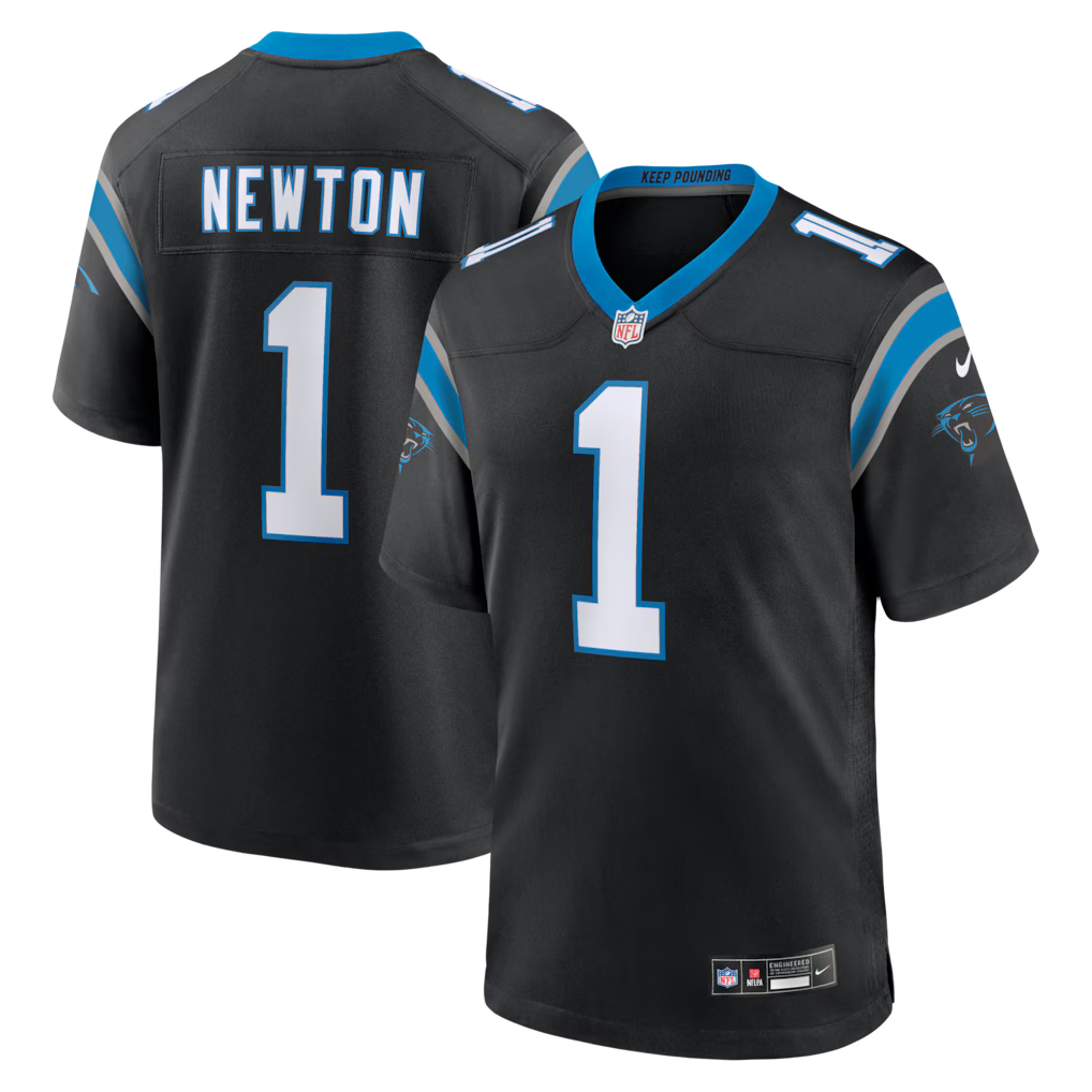 Cam Newton Carolina Panthers Retired Player Jersey - Black football jersey product view 1