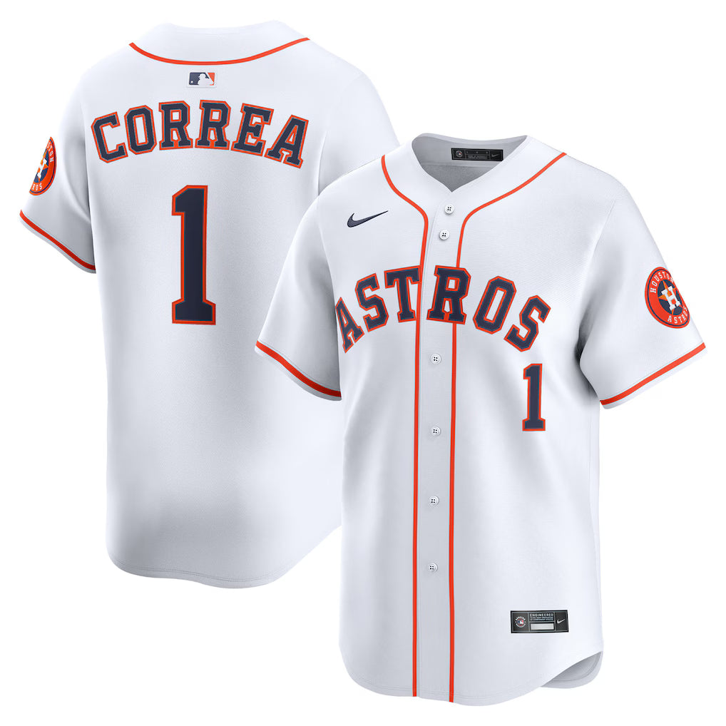 Carlos Correa Houston Astros Home Jersey - White baseball jersey product view 1