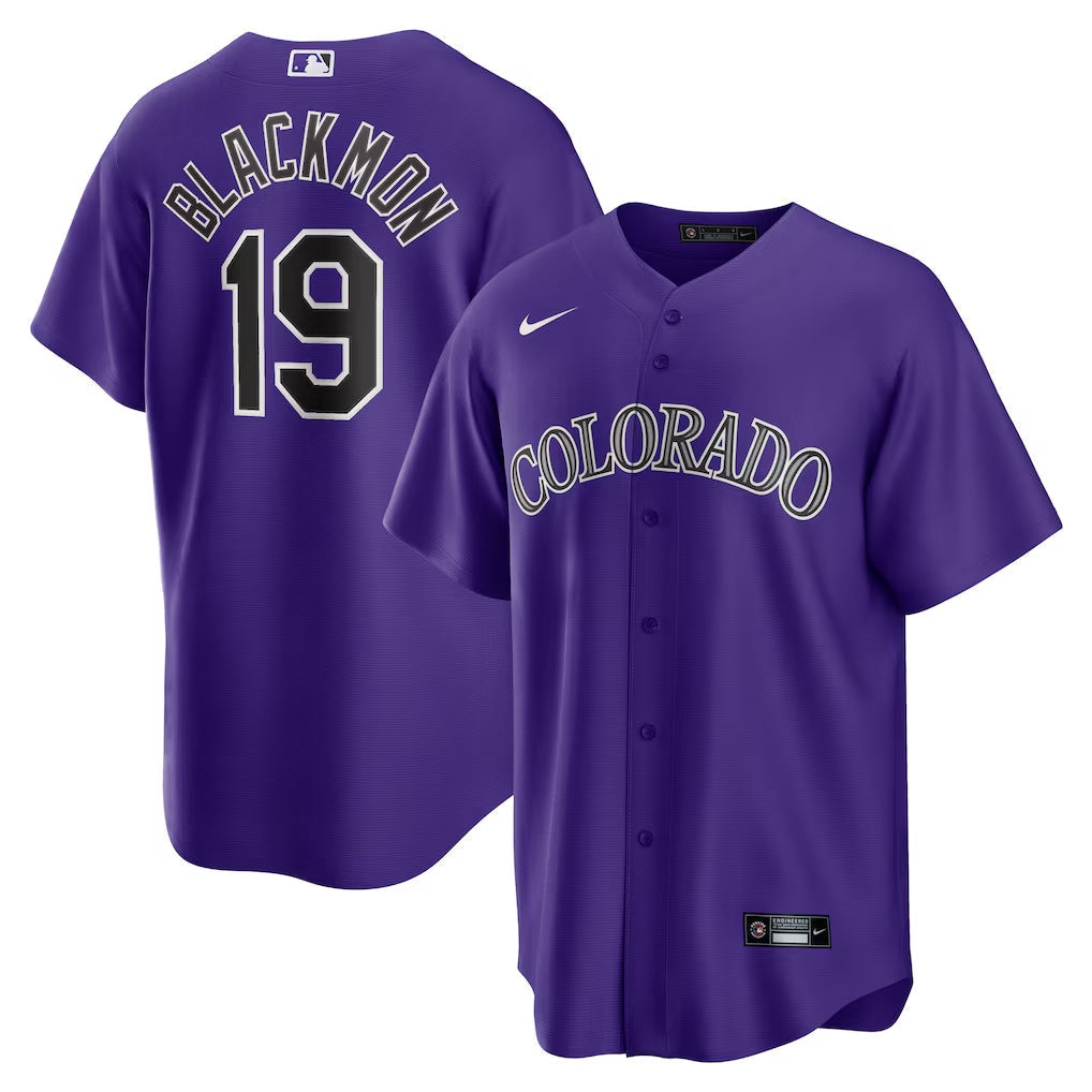 Charlie Blackmon Colorado Rockies Alternate Jersey - Purple baseball jersey product view 1